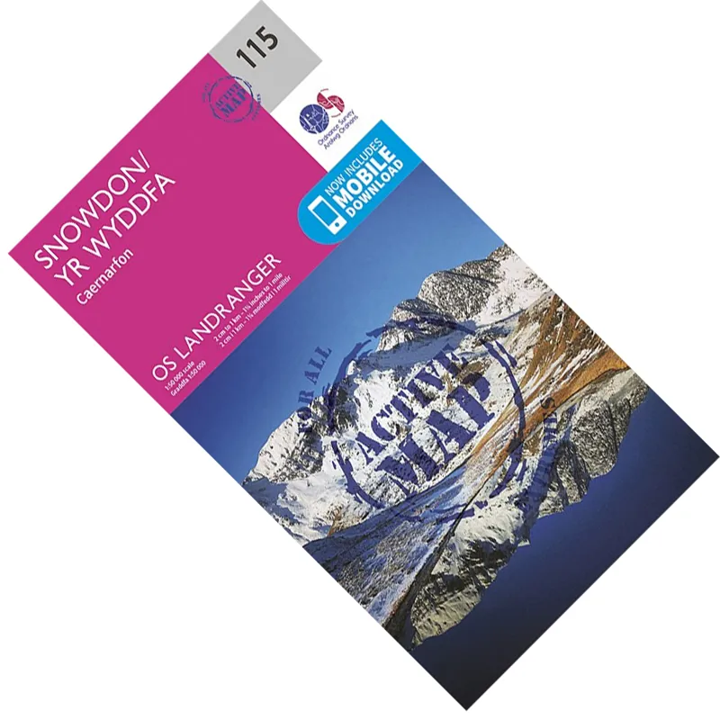 OS Landranger Active 115 Snowdon and Caernarfon 1:50000 Map - Laminated Ordnance Survey Map